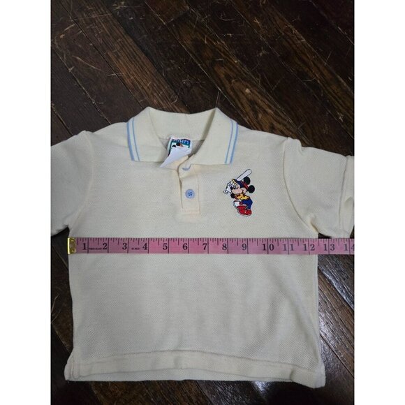 Vintage 80s Disney Mickey's Stuff for Kids Pastel Yellow Polo Shirt Baseball 2T - Picture 6 of 9